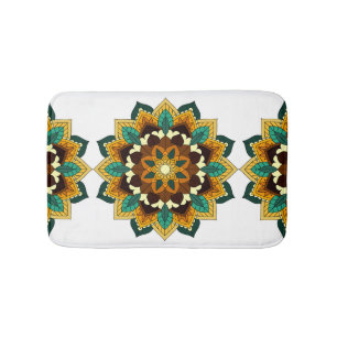 Mandala Pattern 02 in yellow & tan Bath Mat
