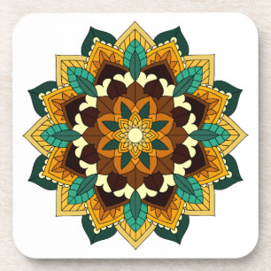 Mandala Pattern 02 in yellow & tan Coaster