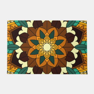 Mandala Pattern 02 in yellow & tan Doormat