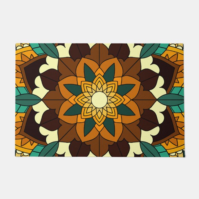 Mandala Pattern 02 in yellow & tan Doormat (Front)
