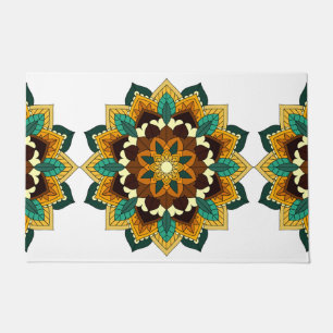 Mandala Pattern 02 in yellow & tan Doormat
