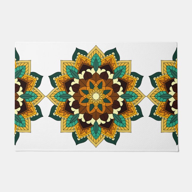 Mandala Pattern 02 in yellow & tan Doormat (Front)