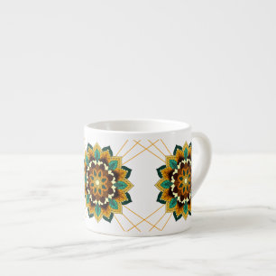 Mandala Pattern 02 in yellow & tan Espresso Cup