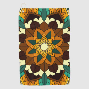 Mandala Pattern 02 in yellow & tan Golf Towel