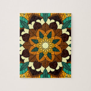 Mandala Pattern 02 in yellow & tan Jigsaw Puzzle