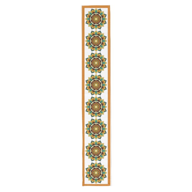 Mandala Pattern 02 in yellow & tan Long Table Runn Runner (Front)