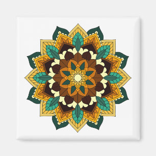 Mandala Pattern 02 in yellow & tan Magnet
