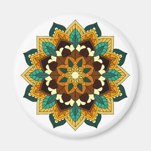 Mandala Pattern 02 in yellow & tan Magnet