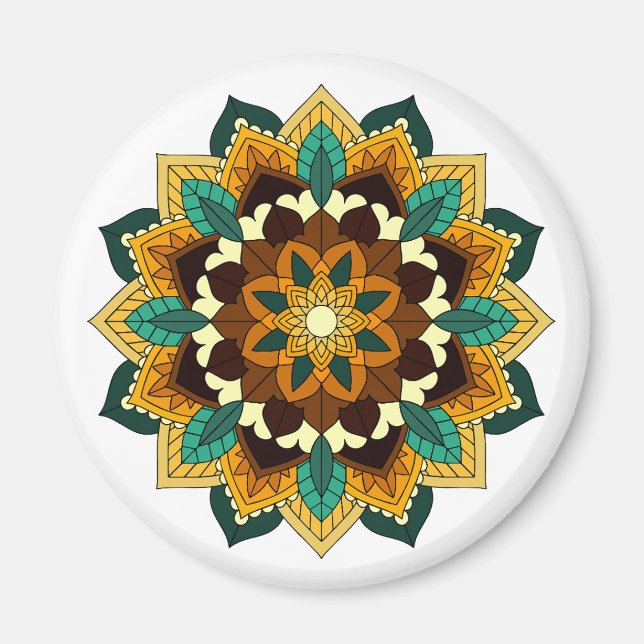 Mandala Pattern 02 in yellow & tan Magnet (Front)