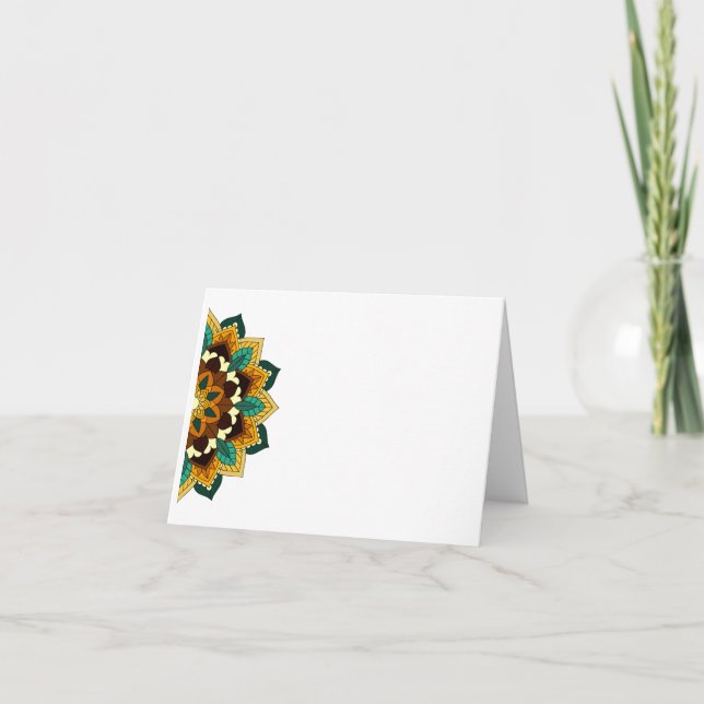 Mandala Pattern 02 in yellow & tan Note Card (Front)