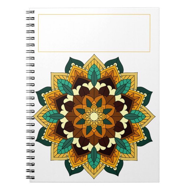 Mandala Pattern 02 in yellow & tan Notebook (Front)