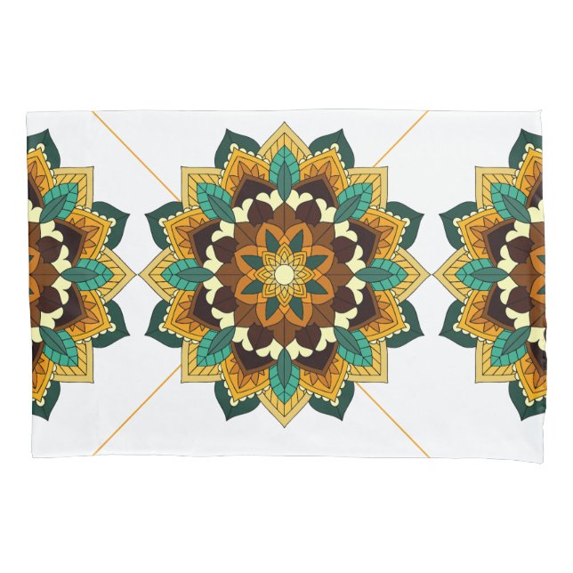 Mandala Pattern 02 in yellow & tan Pillowcase (Front)