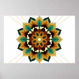 Mandala Pattern 02 in yellow & tan Poster
