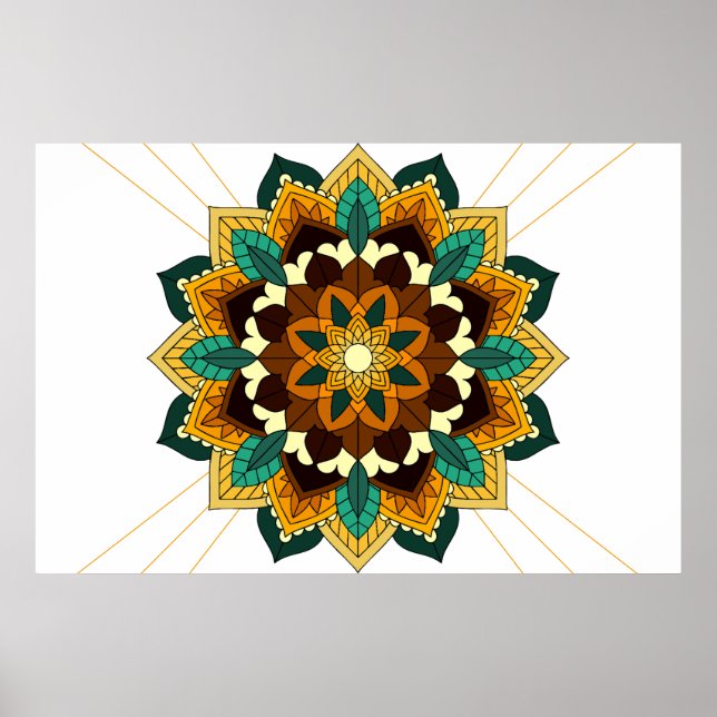 Mandala Pattern 02 in yellow & tan Poster (Front)