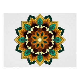 Mandala Pattern 02 in yellow & tan Poster