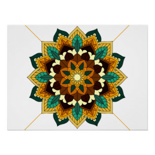 Mandala Pattern 02 in yellow & tan Poster