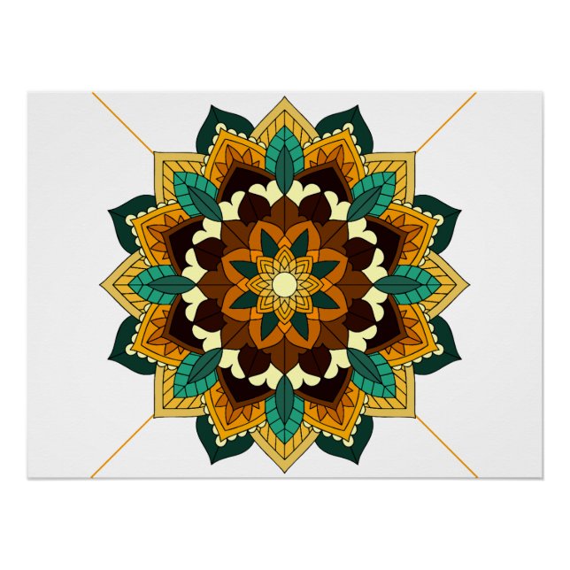 Mandala Pattern 02 in yellow & tan Poster (Front)