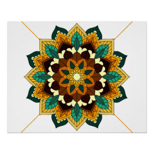 Mandala Pattern 02 in yellow & tan Poster