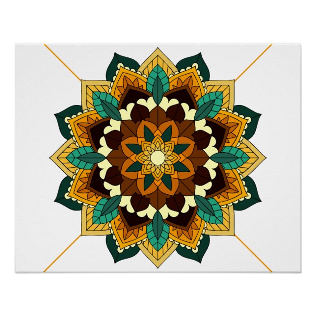 Mandala Pattern 02 in yellow & tan Poster (Front)