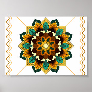 Mandala Pattern 02 in yellow & tan Poster