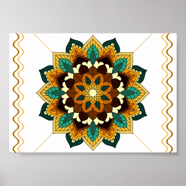Mandala Pattern 02 in yellow & tan Poster (Front)