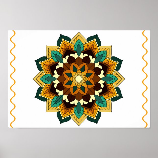 Mandala Pattern 02 in yellow & tan Poster (Front)