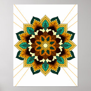 Mandala Pattern 02 in yellow & tan Poster