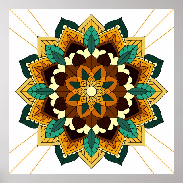 Mandala Pattern 02 in yellow & tan Poster (Front)
