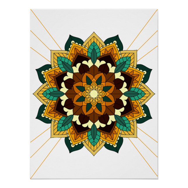 Mandala Pattern 02 in yellow & tan Poster (Front)