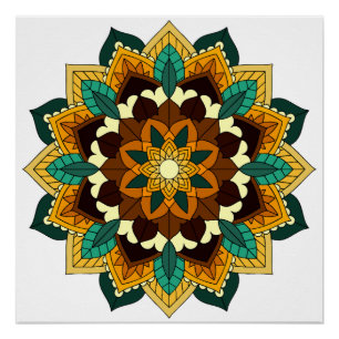 Mandala Pattern 02 in yellow & tan Poster