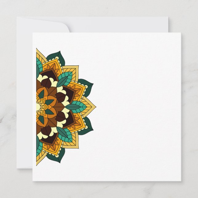 Mandala Pattern 02 in yellow & tan Save The Date (Front)