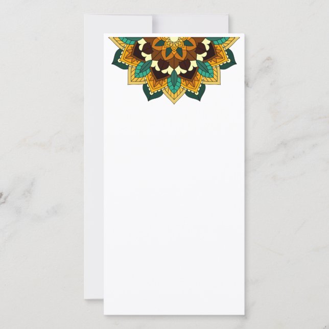 Mandala Pattern 02 in yellow & tan Save The Date (Front)