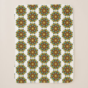 Mandala Pattern 02 in yellow & tan Sherpa Blanket