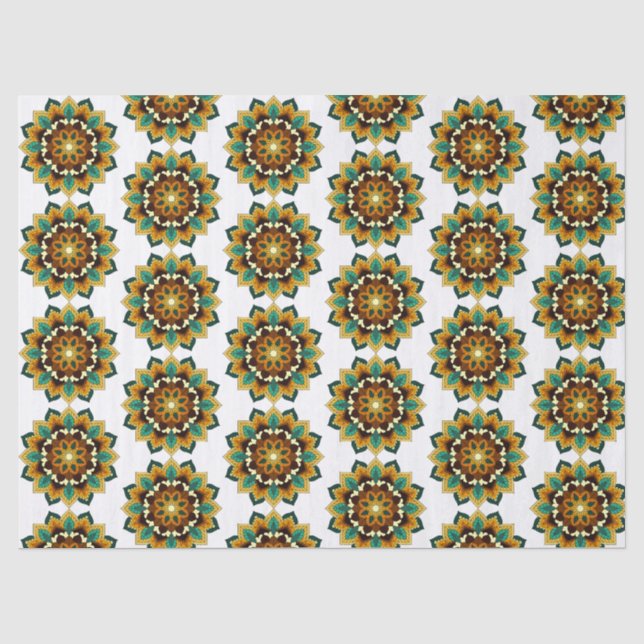 Mandala Pattern 02 in yellow & tan Tissue Paper (Front)