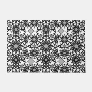 Mandala pattern, Black, White and Grey Doormat