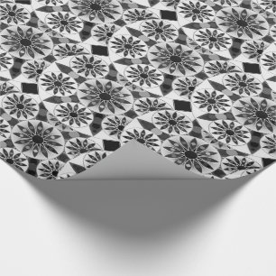 Mandala pattern , black, white and grey / grey wrapping paper