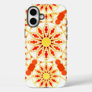 Mandala pattern, brick red, rust, gold iPhone 16 plus case