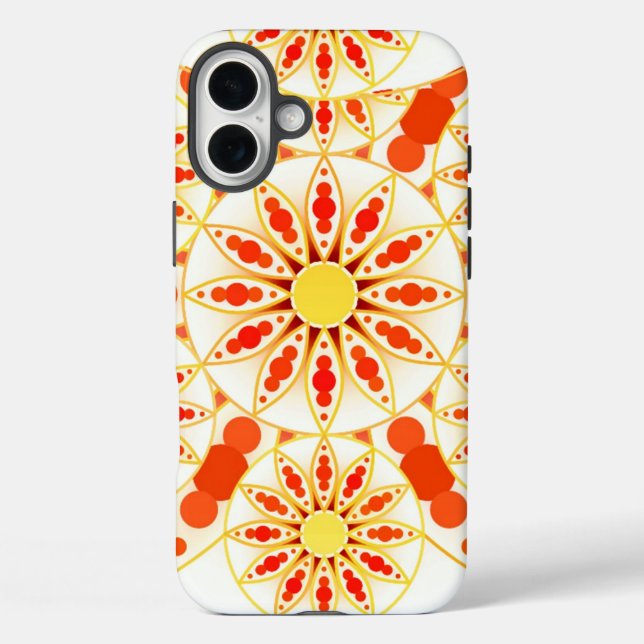 Mandala pattern, brick red, rust, gold Case-Mate iPhone case (Back)