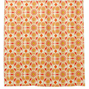 Mandala pattern, brick red, rust, gold shower curtain
