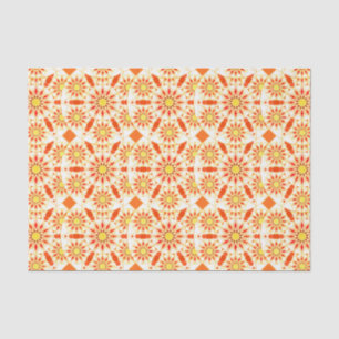 Mandala pattern, brick red, rust, gold tissue paper