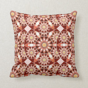 Mandala pattern, brown, rust, tan, beige cushion