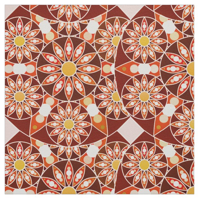 Mandala pattern, brown, rust, tan, beige fabric (Swatch)
