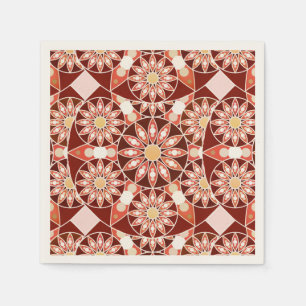 Mandala pattern, brown, rust, tan, beige napkin