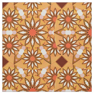 Mandala pattern, caramel tan, chocolate brown fabric