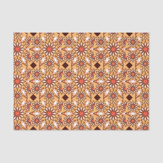 Mandala pattern, caramel tan, chocolate brown tissue paper (Front)