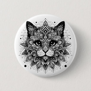 Mandala Pattern Cat Design 6 Cm Round Badge