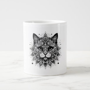Mandala Pattern Cat Design Large Coffee Mug