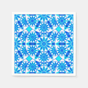 Mandala pattern, cobalt blue and turquoise napkin