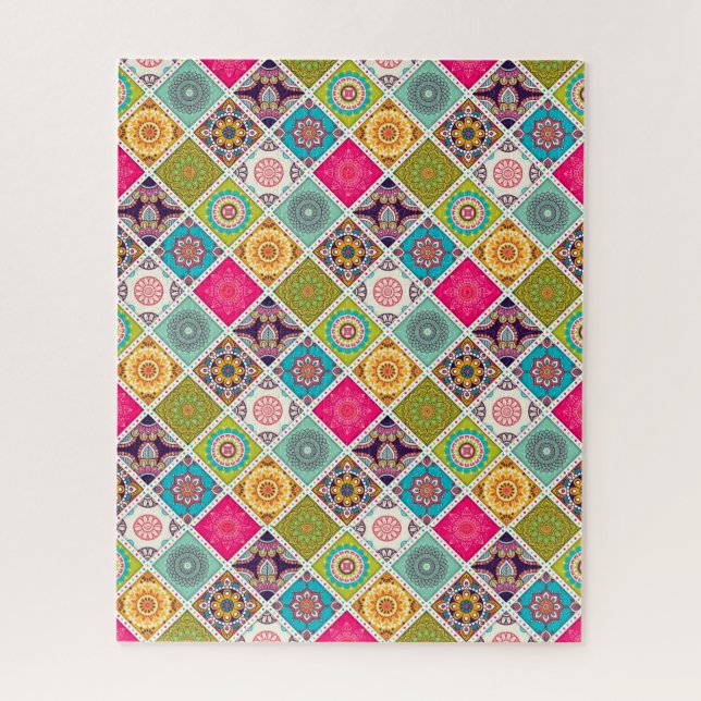 Mandala pattern colourful ethnic Moroccan Jigsaw Puzzle (Vertical)