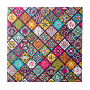Mandala pattern colourful Moroccan Ceramic Tile